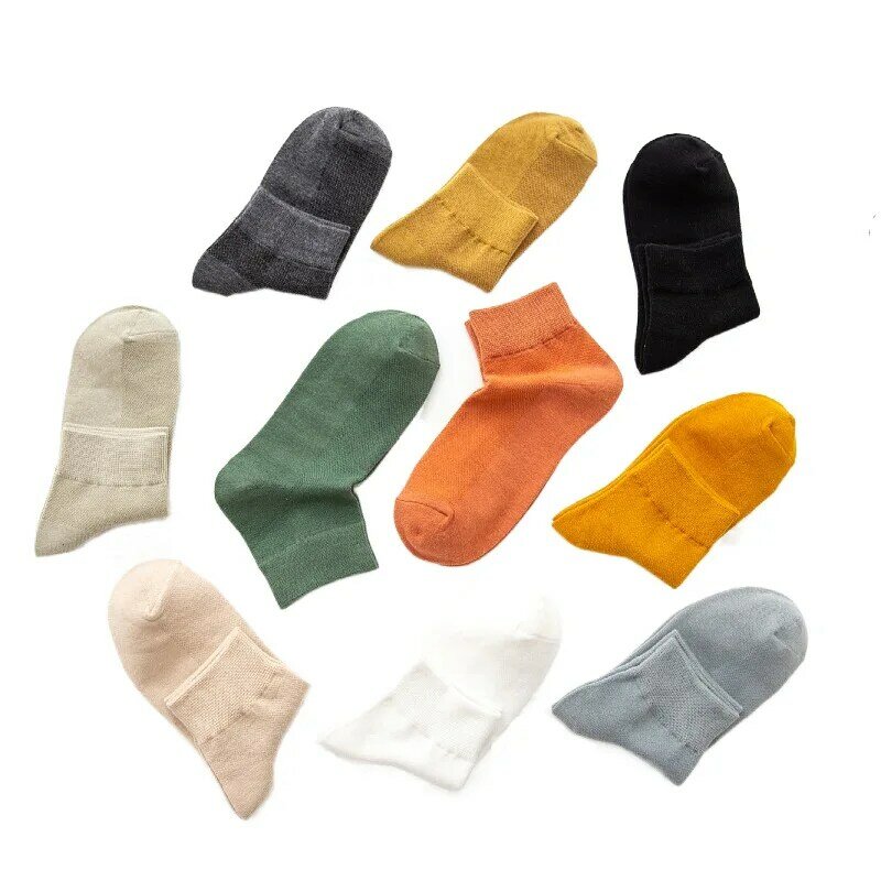 Calcetines de algodón de Color liso para mujer y niña, medias de tubo medio Kawaii, finas y transpirables, Harajuku, primavera y verano