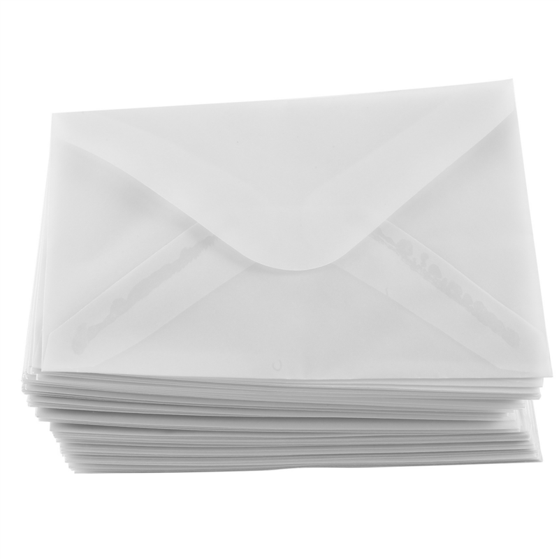 Sobres de papel translúcido de ácido sulfúrico, para almacenamiento de tarjetas postales, invitaciones de boda, embalaje de regalo, 100 piezas