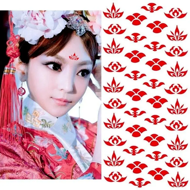 30 sztuk/zestaw kobiety fałszywe tymczasowe czoło tatuaże naklejki twarz aktorka chiński indie klejnoty czoło wystrój sceny naklejki dla dzieci prezent