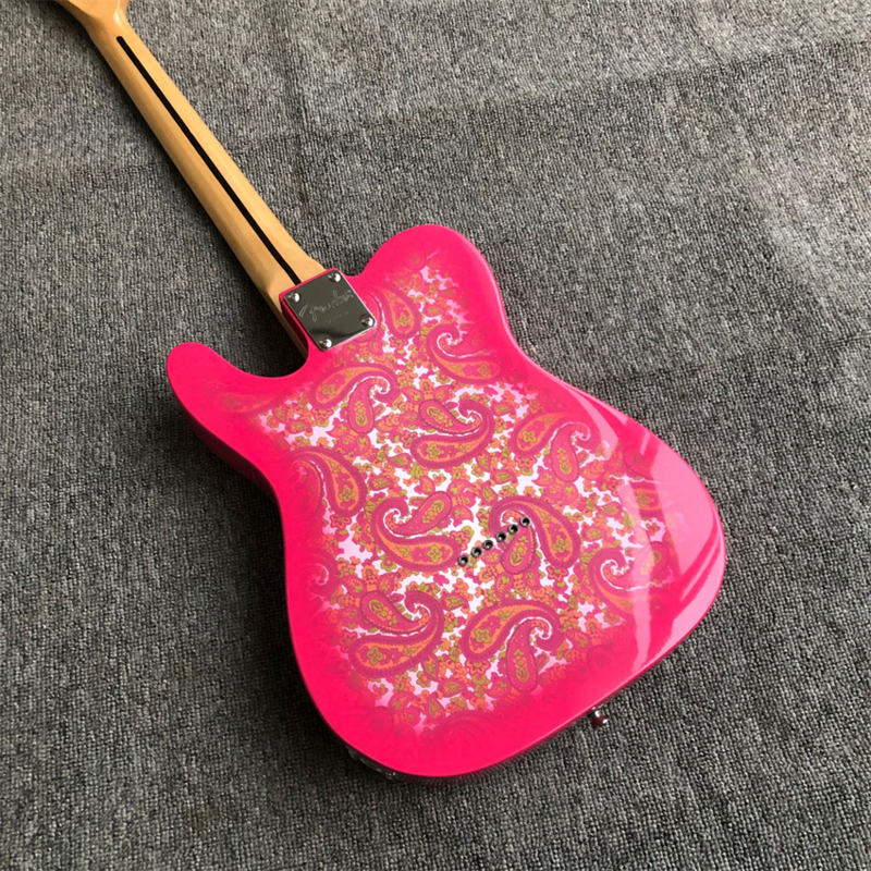 Nuova chitarra elettrica con adesivo Paisley, vernice brillante, foto reali. Trasporto libero