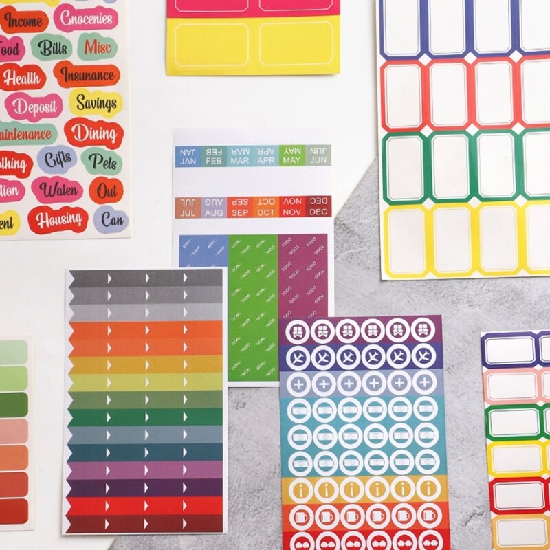 Etiquetas índice grabables marcador libros pestañas adhesivas multicolores pegatina letras