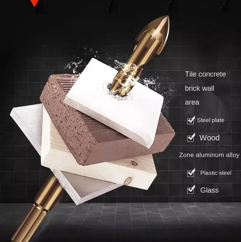 Cross Hex Tile Drill Bits Set Hard Alloy Triangle Stone Glass Ceramic Concrete Drill Bit Hole Opener for Wall Universal Tool