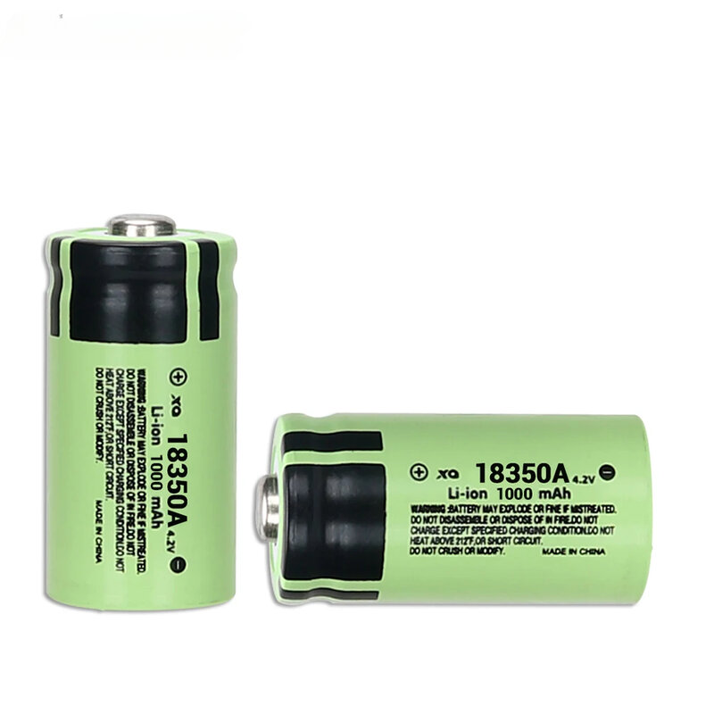 Baterai isi ulang daya 1000mAh 4.2V 18350 pelepasan 3C baterai litium sel HD 18350 dengan senter LED hadiah T6