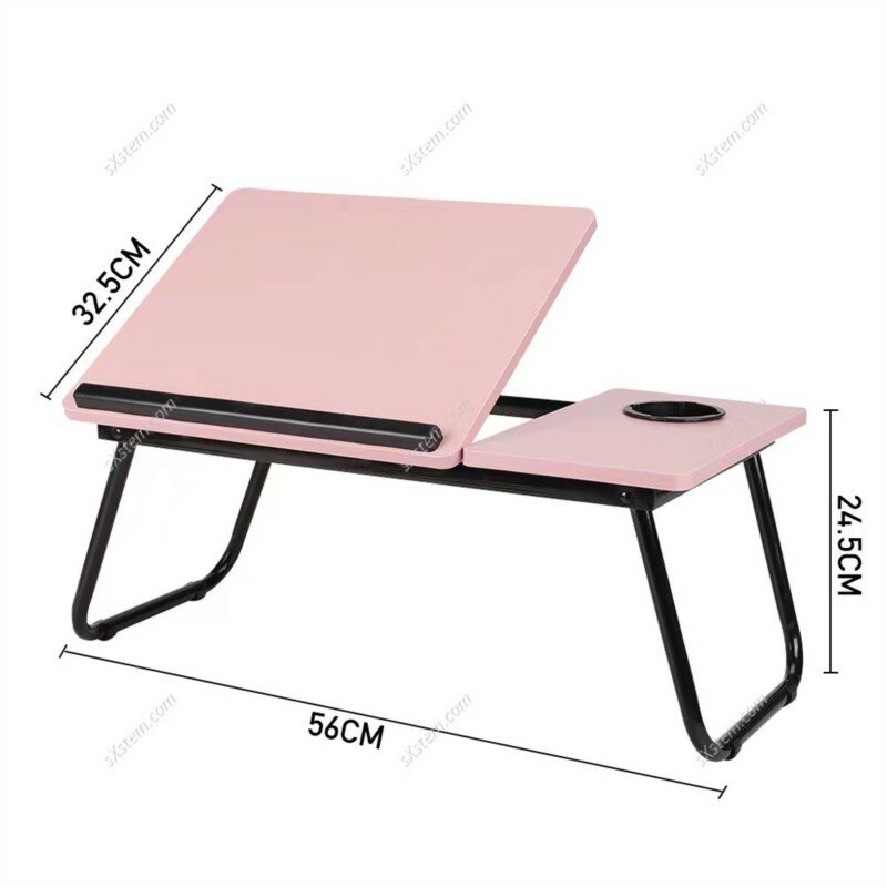 Mesa dobrável para laptop com 5 engrenagens, Mesa ajustável com suporte de copo, Mesa simples do computador para leitura de trabalho