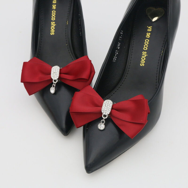 Decoración de lazo en zapatos de tacón alto, zapatos extraíbles sin marcar, accesorios multiusos, rojo, negro, albaricoque