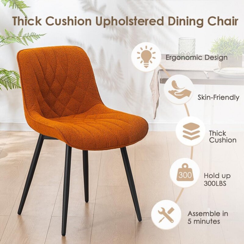 Youoke Set kursi makan nyaman, untuk ruang makan dapur Modern Setengah Abad 2, sandaran kain