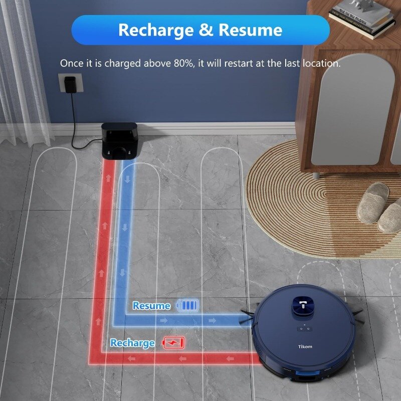 sweeping and mopping robot combination, 4000Pa suction power, up to 150 minutes, suitable for pet hair, carpets, and hard floors