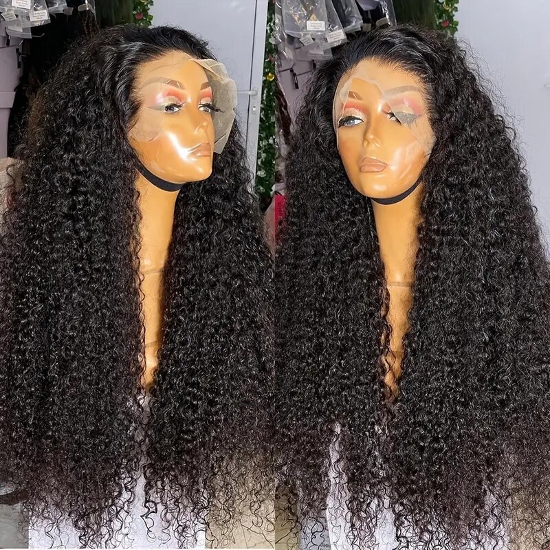 Pelucas frontales de encaje transparente para mujeres negras, cabello humano rizado, ONDA DE AGUA, HD, 13x6, 13x4
