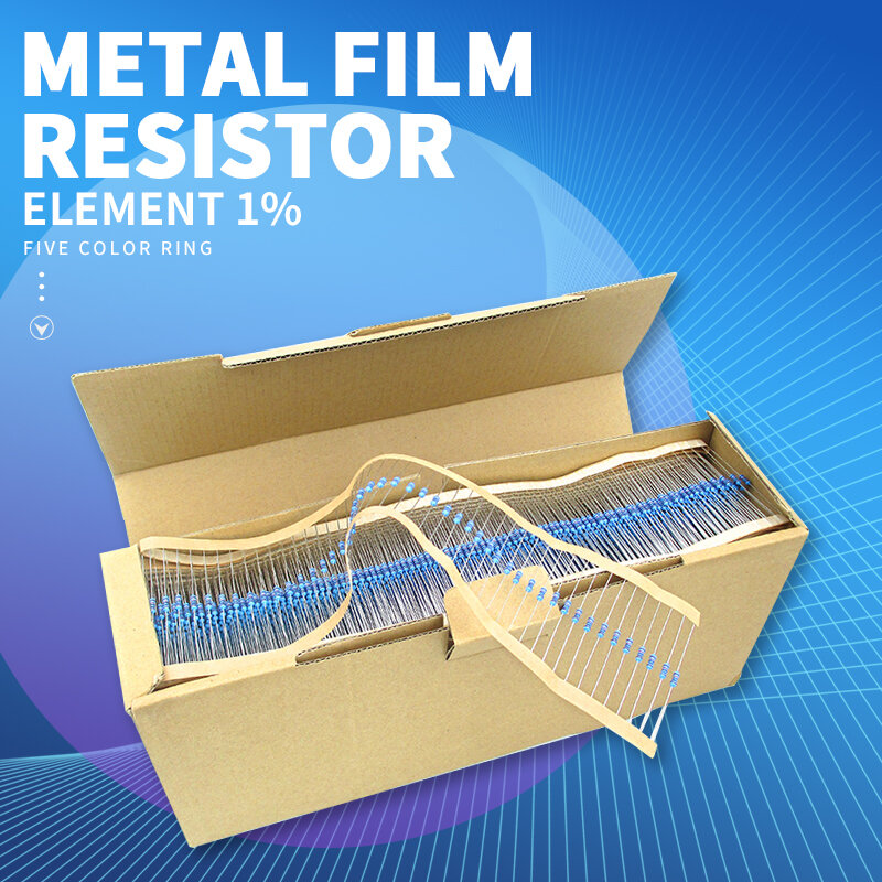 100 pz 1/4W resistenza 0.1R ~ 2.2M 1% resistore a Film metallico serie 0.25W 1R 10R 47R 100R 220R 470R 1K 2.2K 10K 22K 100K 220K 1M ohm