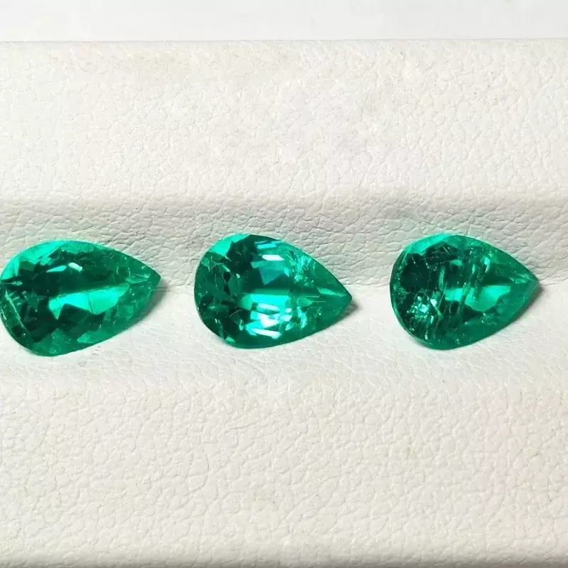 Top Lab tumbuh Kolombia zamrud bentuk pir batu permata hijau untuk Diy jimat perhiasan anting bahan pembuatan dengan sertifikat AGL