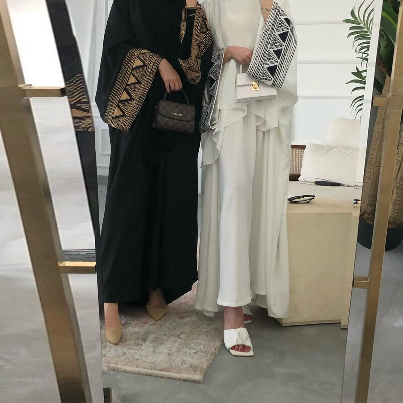 Ramadan Eid Djellaba Vrouwen Borduurwerk Kimono Vest Moslim Jurk Dubai Kalkoen Kaftan Islamitische Kleding Marocain Feestjurk