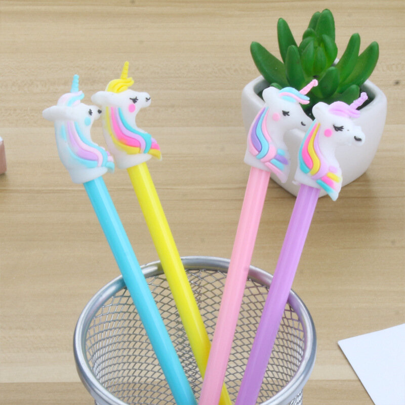 Wholesale Korean Creative New Card Color Hair Unicorn Black Gel Pen Student Learning Stationery Wholesale Can Be Customized