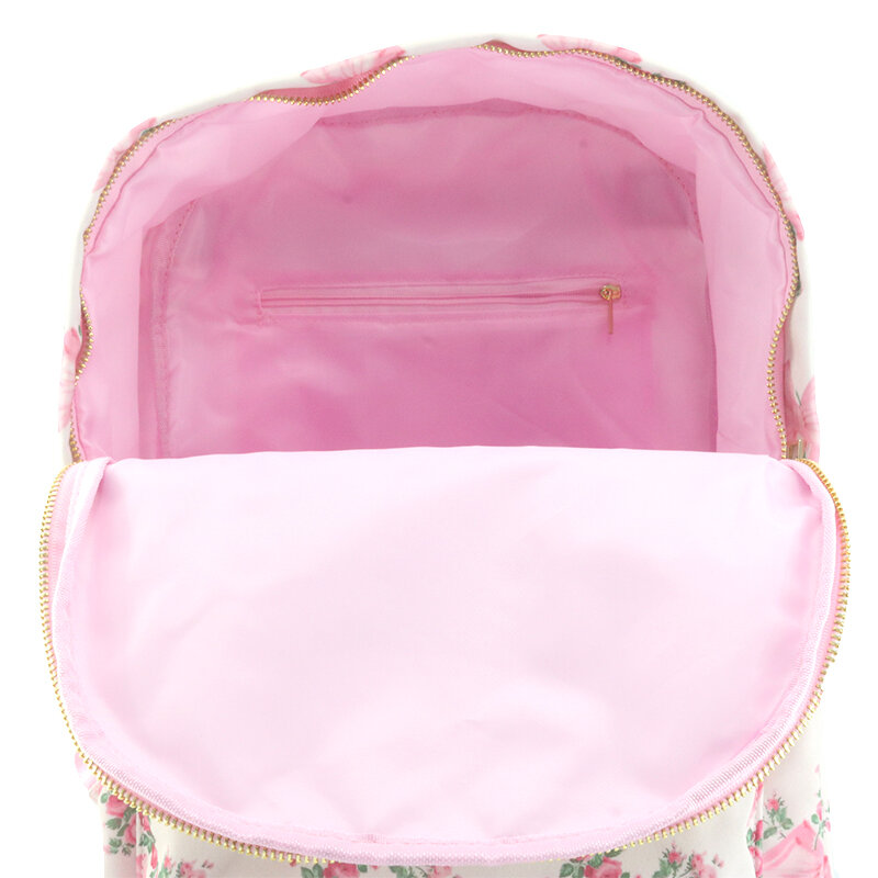 Tas kosmetik wanita, tas perjalanan luar ruangan wanita, tas kosmetik nilon cetak pita merah muda modis