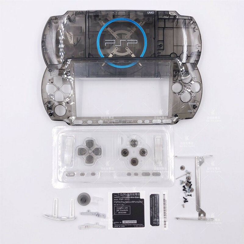 استبدال غلاف وحدة التحكم في الألعاب ، غطاء غطاء كامل للسكن مع طقم أزرار ، ألوان كريستالية شفافة لـ PSP