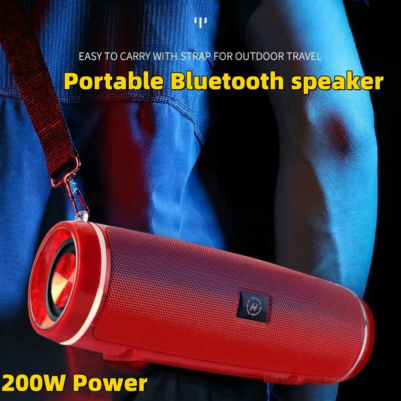 Portable IPX7 Waterproof Outdoor HIFI Column Speaker Wireless Bluetooth Speaker Subwoofer Stereo Sound Box FM Radio TF Boom box
