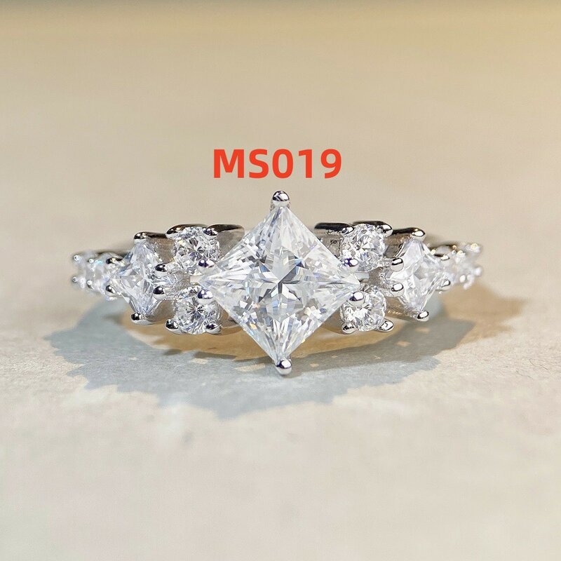 925 prata moissanite anel de diamante para mulheres anel de noivado clássico presente de casamento a65