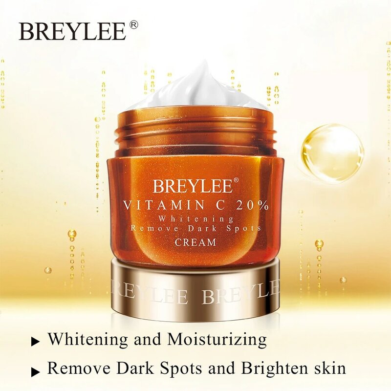 BREYLEE-crema Facial blanqueadora con vitamina C, 20% VC, elimina manchas oscuras, elimina melanina, ilumina la piel, 5 piezas