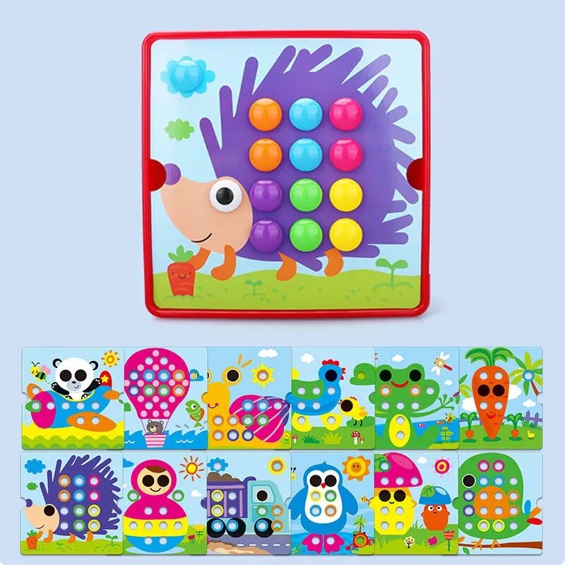 버섯 네일 3D 장난감 퍼즐, 몬테소리 아기 장난감, 만화 동물 퍼즐 게임, 어린이 조기 교육 장난감, 어린이 선물