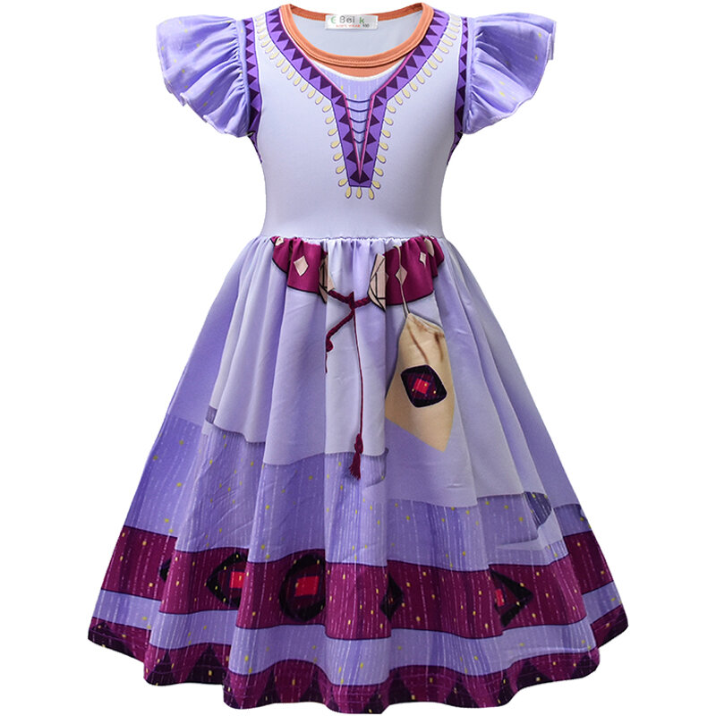 2023 Disney Wish Asha Girls Princess Dress Children's Asha Cosplay Costum New Movie Wish Costume Girls Christmas Party Clothings
