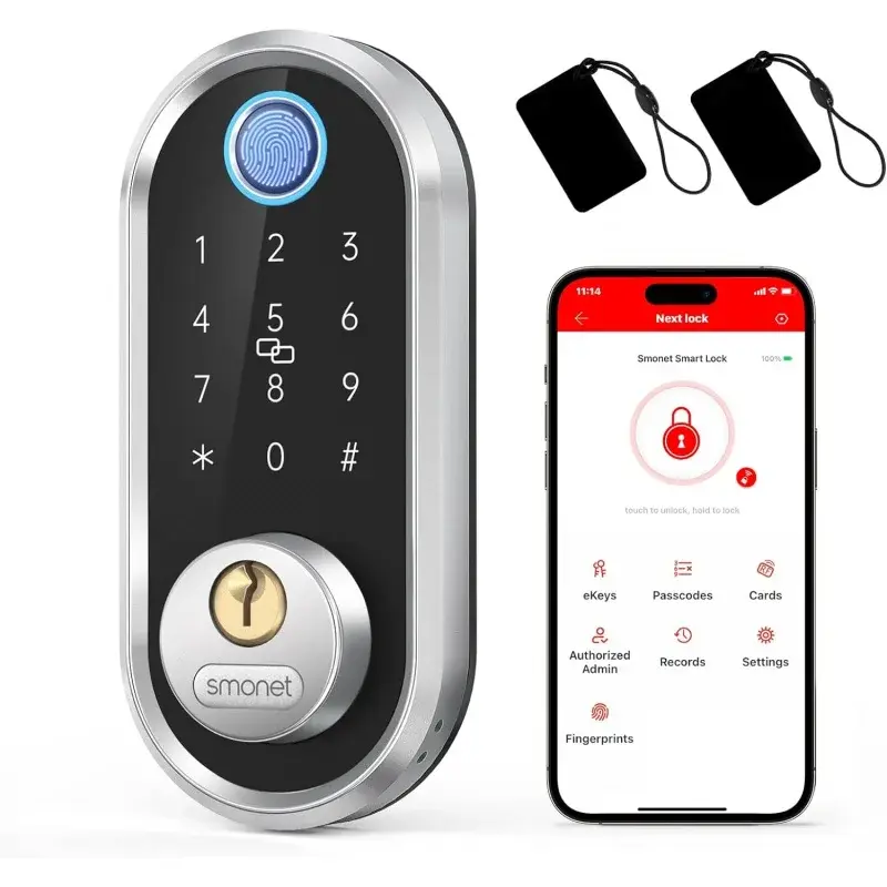 Smart deadbolt, elektroniczny zamek do drzwi linii papilarnych smonet z klawiaturą-aplikacja dostęp bezkluczykowy Bluetooth C