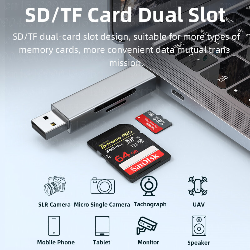 Pembaca Kartu USB 2.0/Tipe-c Ke SD Mikro SD TF Adaptor Kartu Memori OTG untuk Aksesori Laptop PC Pembaca Kartu Multi Cardreader