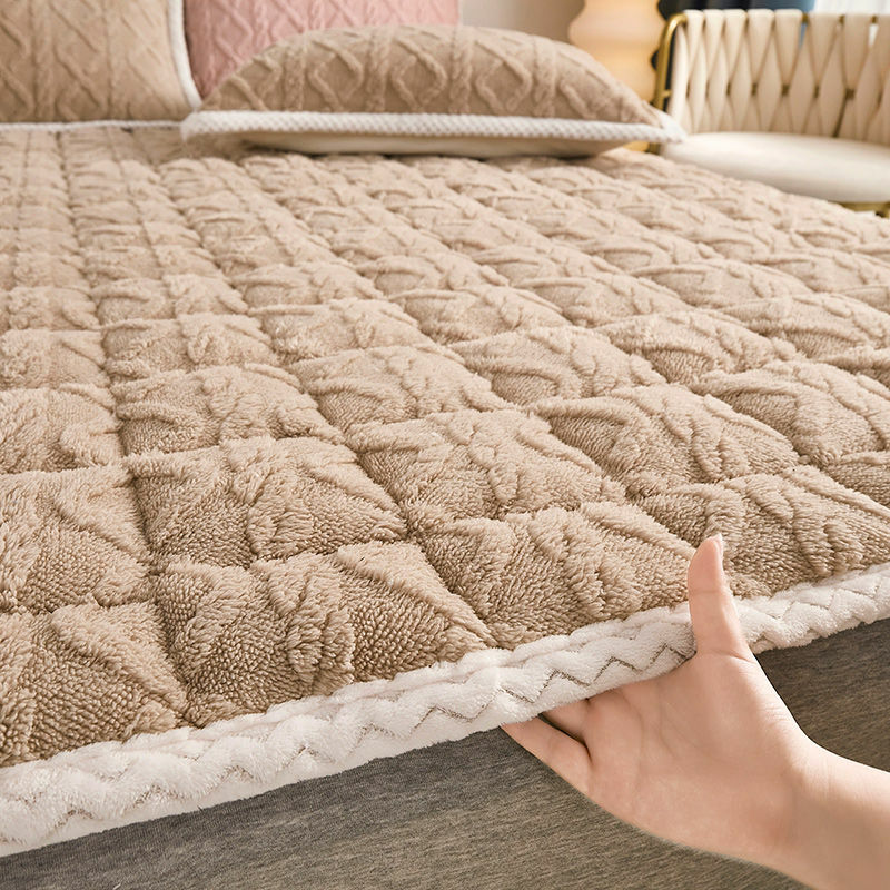 Толстые флисовые подкладки для кровати, теплые зимние однотонные защитные Наматрасники для двуспальных кроватей