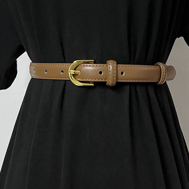 Faja de cuero genuino a la moda para mujer, corsés para vestido femenino, cinturones de cintura, decoración, cinturón estrecho TB1278