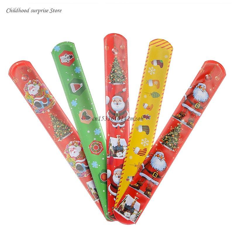 30 PCS Christmas Slap Bracelet Children for Chrismas Girls Accessories Funny Gifts Interactive Christmas Gifts Dropship