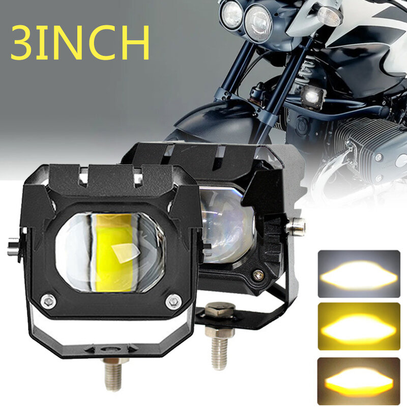 Lampu depan lensa Led, kit lampu kabut untuk lampu sinyal motor, aksesoris motor, lampu kerja led 3 inci