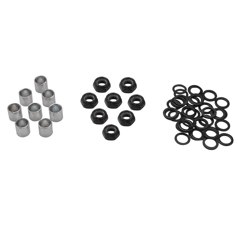 56 Pieces Skateboard Truck Hardware Kit Includes Spacers, Axle Nuts and Speed Rings for Skateboard and Longboard