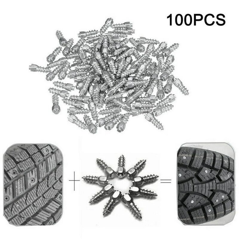 200 pces 9mm pneu parafusos de carboneto spikes antiderrapante anti-gelo para carro/suv/atv/utv com ferramenta de instalação pneu de carro