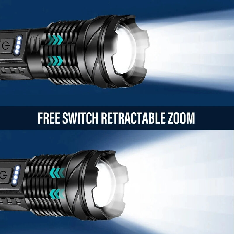 Flstar Feuer hohe starke Leistung LED Taschenlampen taktische Not strahler Zoom eingebaute Batterie USB wiederauf ladbare Camping Taschenlampe