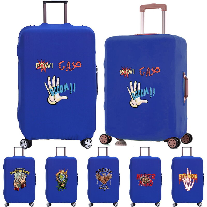 Funda protectora de equipaje de viaje, accesorios de viaje con patrón de mano, funda elástica para maleta, aplicable a 18-28 pulgadas