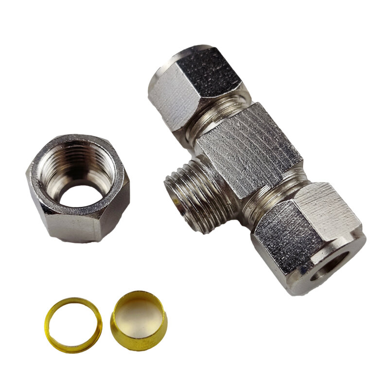 1 Pcs Tube Fitting TEE Union Reducing Connector 3/8 Inch 3000psi Copper Brass Material Fitting
