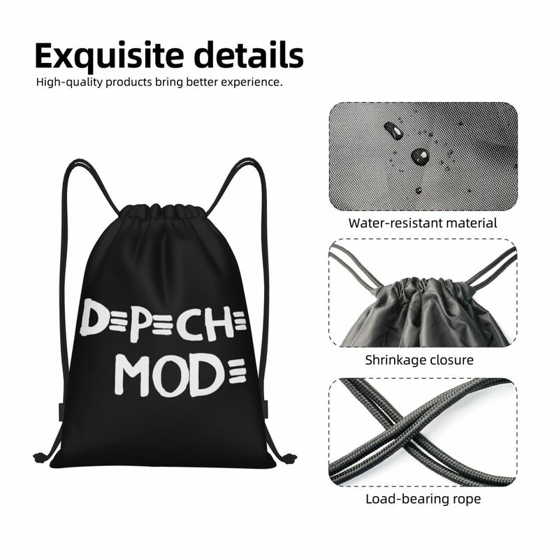 Saco de cordão eletrônico personalizado Depeche Rock, modo legal, compras, ioga, homens, mulheres, esportes, mochila de ginástica
