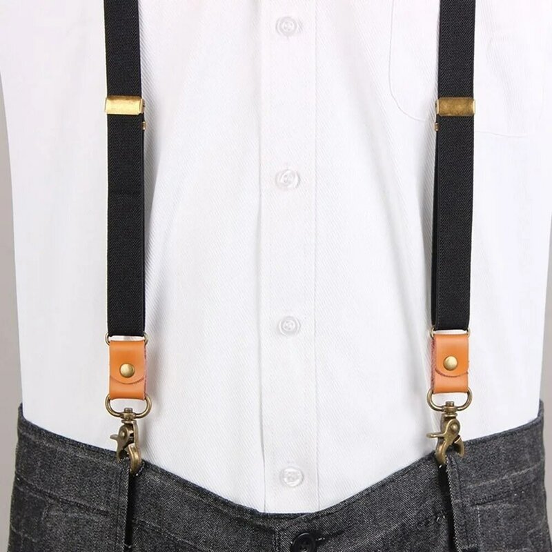 Solid Color 3 Hooks Performance For Men Stripe Hanging Pants Clip Adjustable Braces Tie Suspenders Suspenders Clips