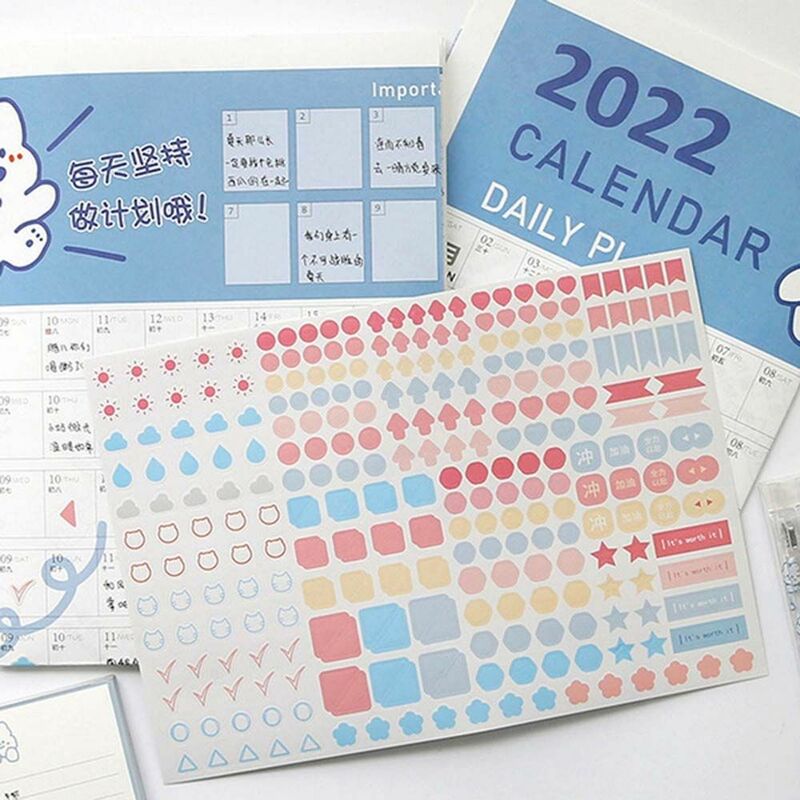 Kawaii To Do List calendario programma piano di studio cancelleria calendario Poster Planner giornaliero note 2022 calendario 365 giorni Planner