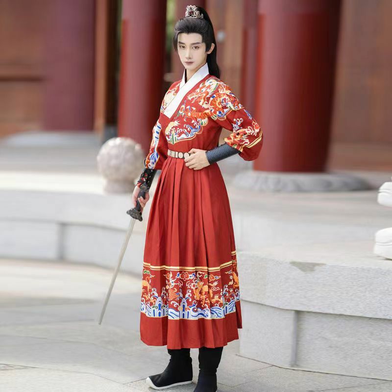 Платье с летящей рыбой династии Мин, женское платье с вышивкой Hanfu от династии Мин, одежда Jinyiwe для мужчин и пар, полный комплект