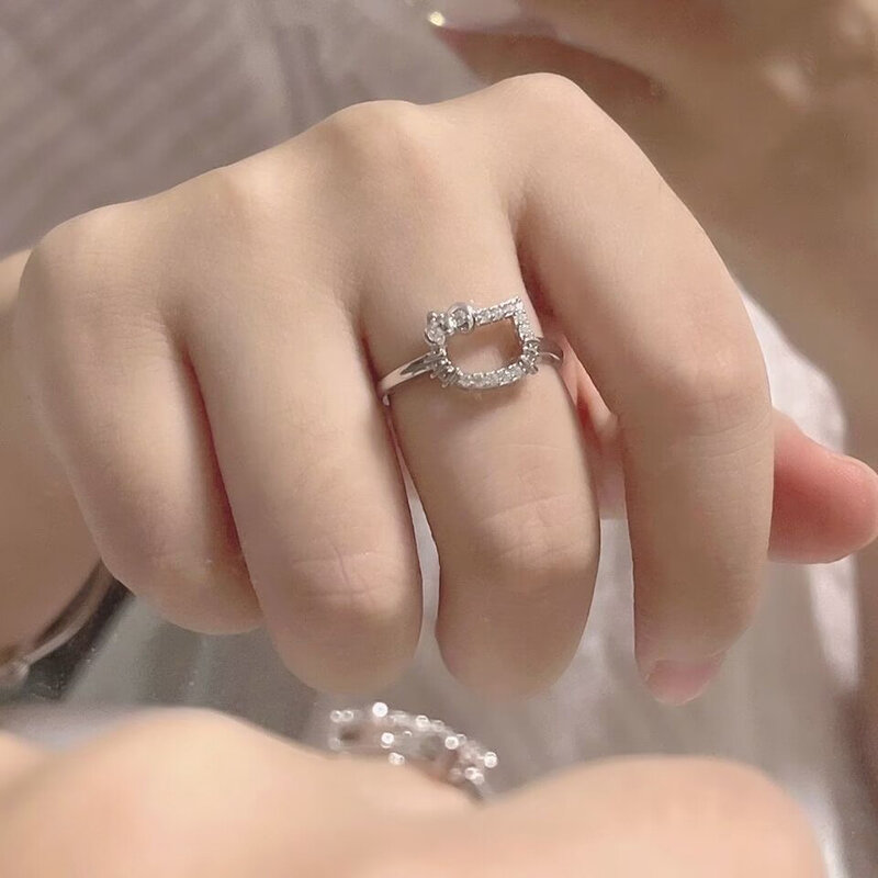 Новый стиль, простое кольцо в стиле Kawaii Hellokitty, Женское кольцо в стиле Ins, кошка, нишевое дизайнерское модное и изысканное кольцо с милым холодным ветром