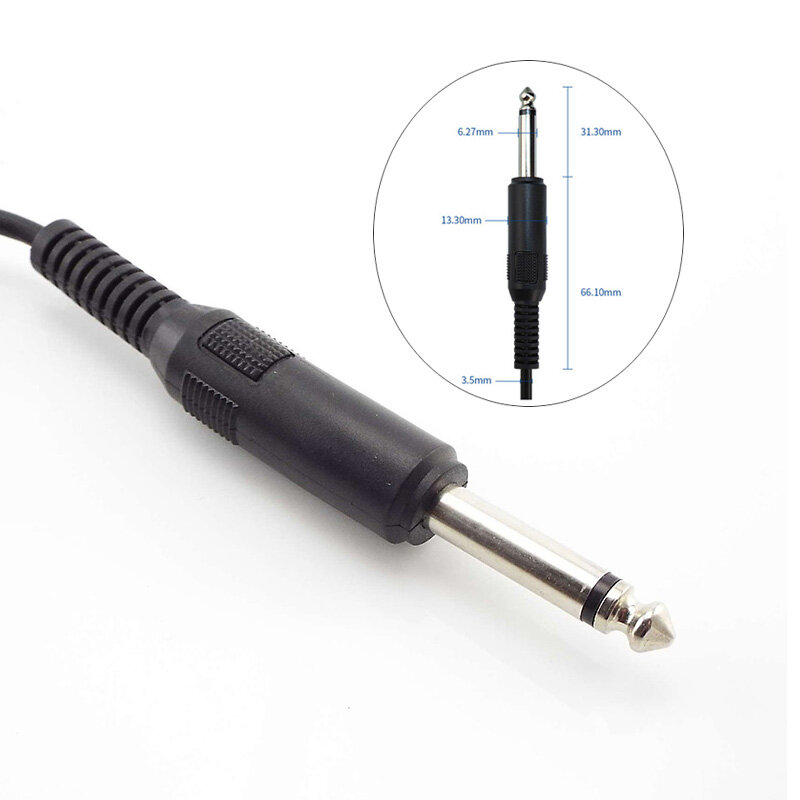 Soft Power Cable para Tattoo Machine, Audio Connection Adapter, microfone, guitarra acessórios, 6.5mm para DC, 6.5mm