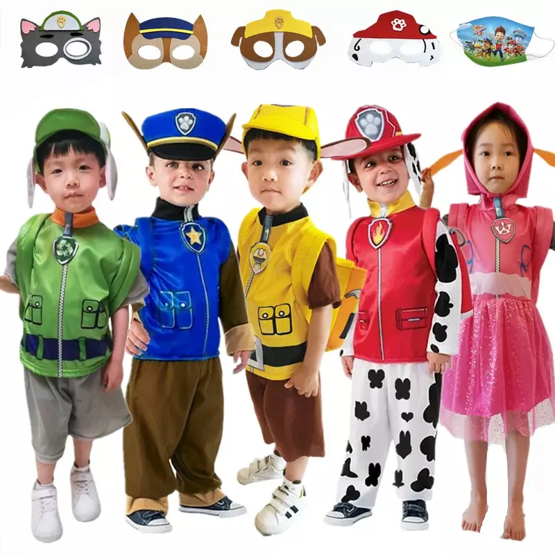 PAW Patrols Kids Children Marshall Chase Rubble Rocky Cosplay Costume Carnival Cos Skye Party Dresses Halloween Clothing Gift