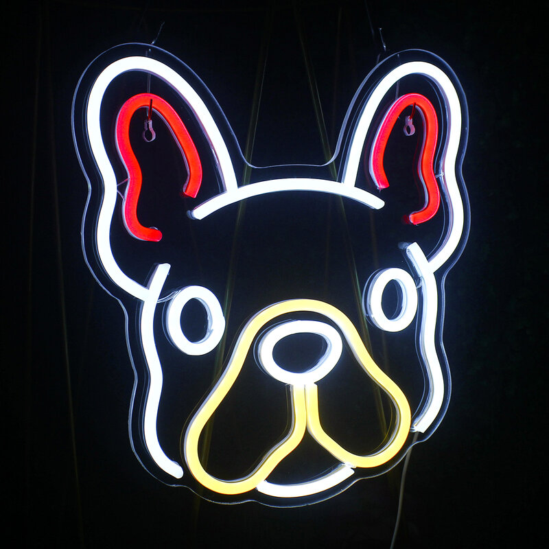 귀여운 개 네온 로고 LED 한숨 조명, 애완 동물 가게용 미적 방 장식, 환영 신호, 파티 침실 조광 행잉 벽 램프