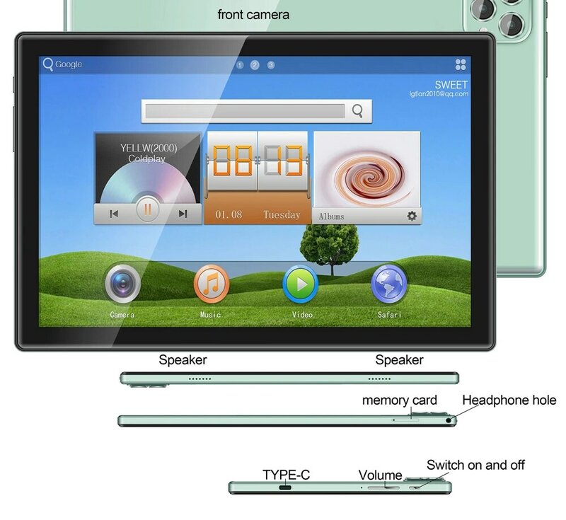 Tableta PC Android 12 DE 10 pulgadas para niños, Tablet educativa de 8GB y 64GB, ocho núcleos, WiFi, OTG, 1280x800
