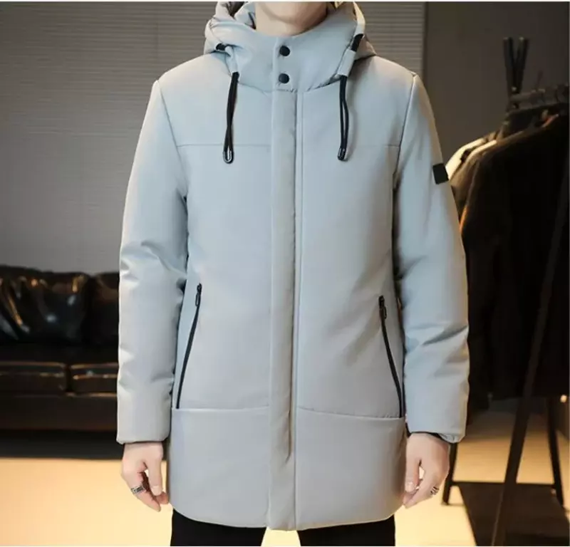 Мужская ветрозащитная хлопковая куртка, зимняя утепленная хлопковая куртка 2023, Мужское пальто с капюшоном и воротником-стойкой, Теплая мужская куртка, 2023