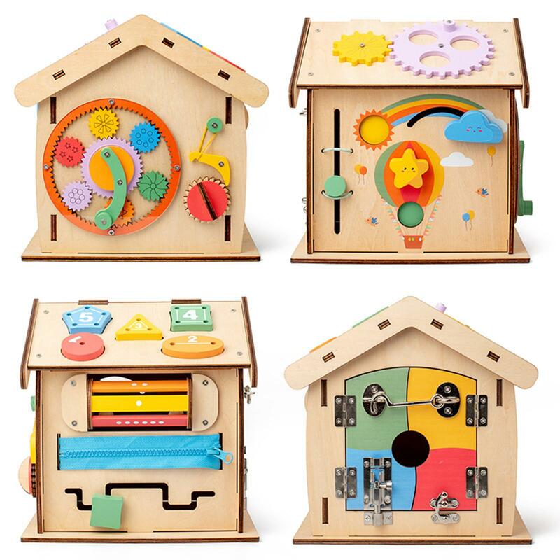 Juguete Montessori de casa de madera, entrenamiento básico de habilidades para la vida, regalo de vacaciones para niños