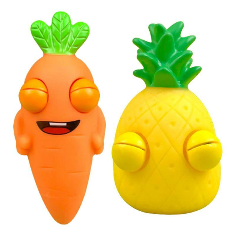 Eye Popping Pineapple Carrot Toy Antistress Stress Relief Decom-pression Squeezing Fid-get Sensory Stretch Toy For Kids Adults