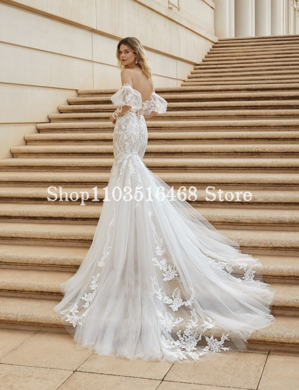 Elegant Princess Wedding Dresses Luxury Sweetheart Appliqued Mermaid Bodycon Gowns Removable Long Sleeve Vestido De Novia