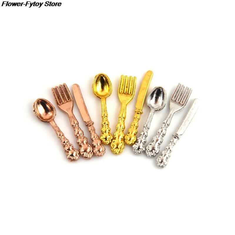 1Set 1:12 forchetta coltello cucchiaio da minestra stoviglie simulazione casa delle bambole accessori in miniatura cucina cibo mobili giocattoli