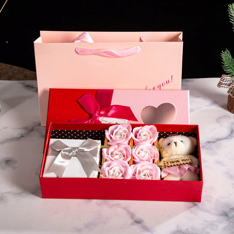Confezione di gioielli BoxJewelry Gift boxaccessorio creativo BoxSoap Eternal RoseValentine'S Day GiftSoap Flower Jewelry BoxRose