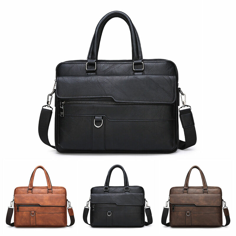 New Men Briefcase Bag Classical Retro Pu Leather Business Handbag Satchel Male Crossbody Shoulder Bag Laptop Computer Case